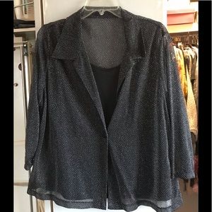 Black & Silver Blouse With Built In Black Tank
